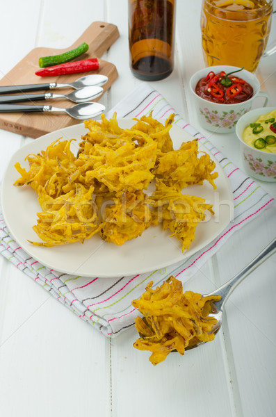 Onion bhajis, czech beer Stock photo © Peteer