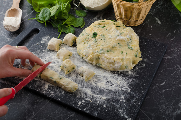 Stock photo: Making of homemade spinach gnocchi