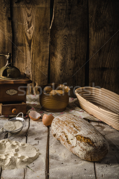 Stock foto: Hausgemachte · rustikal · Brot · gebacken · Ofen · Weizen