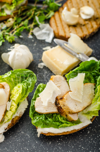 Ceasar salad on panini toast Stock photo © Peteer