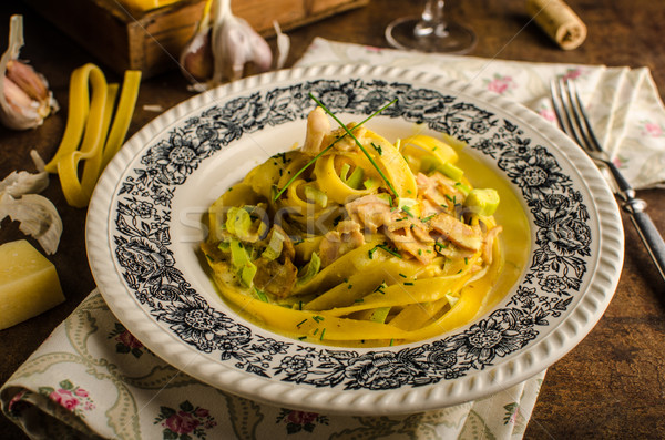 Stock photo: Tagliatelle with chicken curry