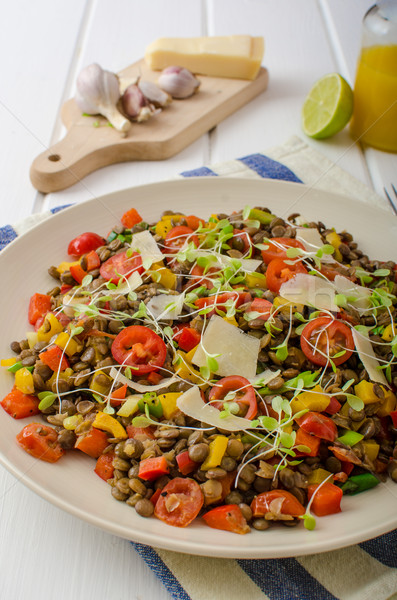 Warm salad of lentils, bio healthy Stock photo © Peteer