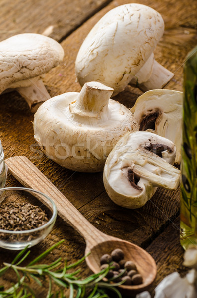 Bio fokhagyma fűszer vad gombák otthon Stock fotó © Peteer