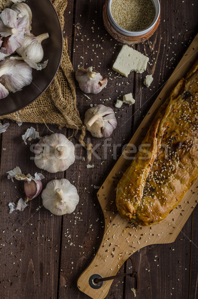 Cząber szynka ser czosnku szkoły kuchnia Zdjęcia stock © Peteer