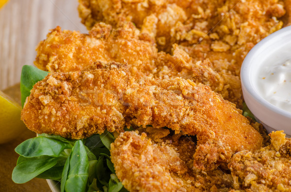 Chicken strips with delish garlic dip Stock photo © Peteer