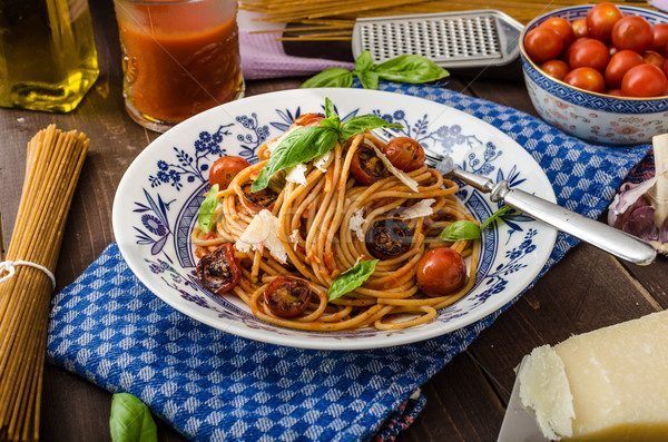 Wholemeal pasta with roasted tomato Stock photo © Peteer