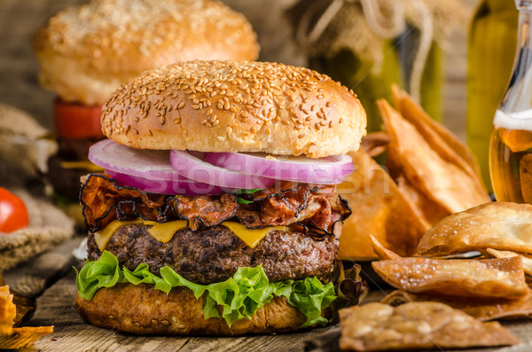 American rustic burger Stock photo © Peteer