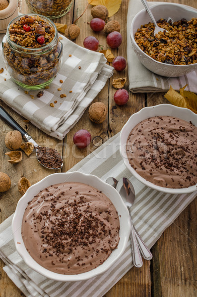 çikolata puding granola lezzetli başlatmak Stok fotoğraf © Peteer