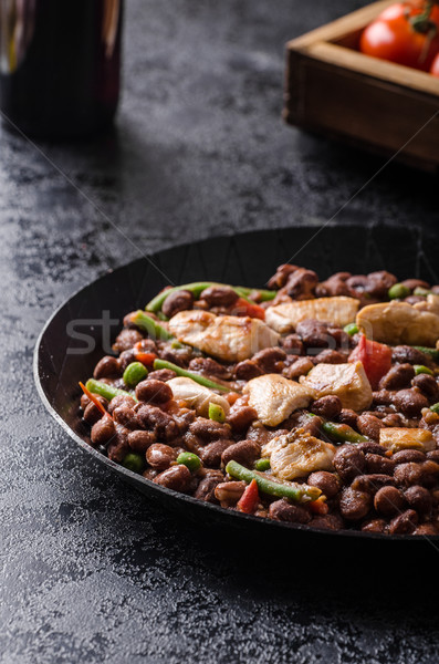 Beans with tomatoes and chicken Stock photo © Peteer