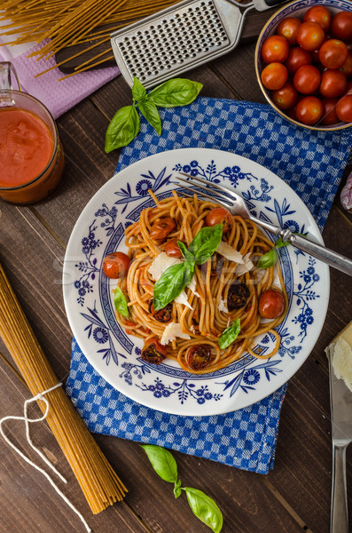 Wholemeal pasta with roasted tomato Stock photo © Peteer