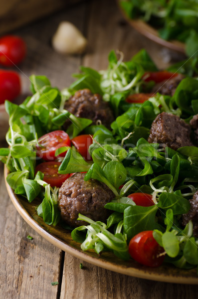 Meatballs beef with fresh salad Stock photo © Peteer