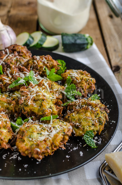 Courgette and Mint Fritters Stock photo © Peteer