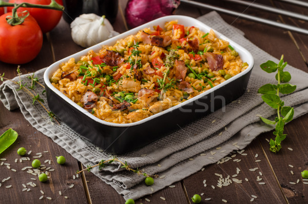 Stock photo: Cajun chicken with rice