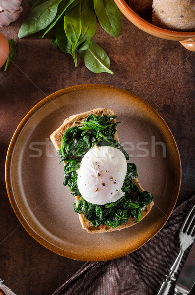 Stok fotoğraf: Yumurta · sarımsak · ıspanak · tost · yeşil · yumurta