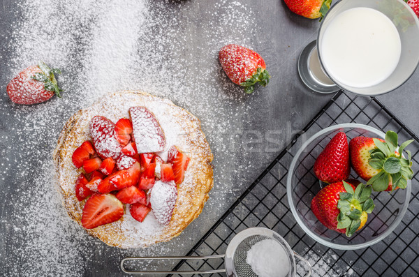 American pancakes with strawberries Stock photo © Peteer