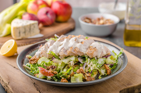 Salade gegrilde kip heerlijk eenvoudige recept schimmelkaas Stockfoto © Peteer