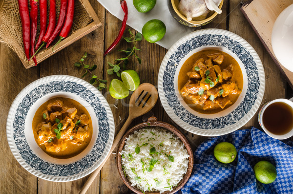 Stock photo: Curry chicken with rice