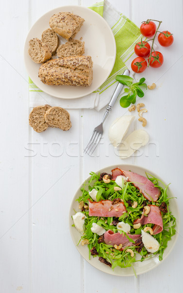 Arugula salad with meat and mozzarella Stock photo © Peteer