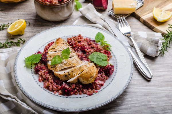 Chicken steak with buckwheat porridge Stock photo © Peteer