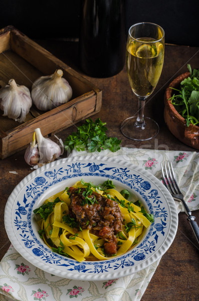 Italiano pasta estofado de res rústico alimentos delicioso Foto stock © Peteer