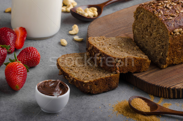 Nutella spread with wholegrain bread Stock photo © Peteer
