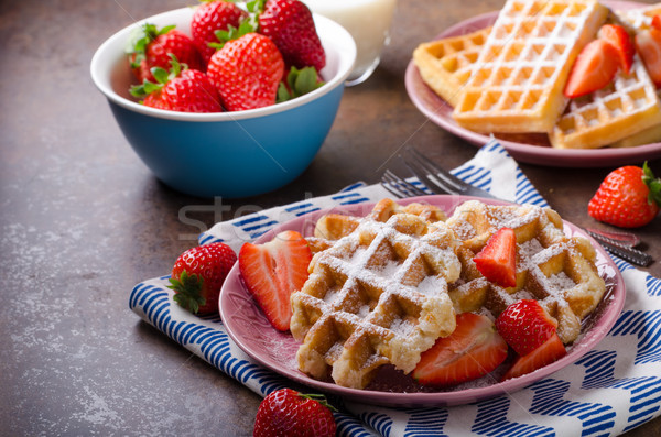 Waffles with berries, strawberries Stock photo © Peteer