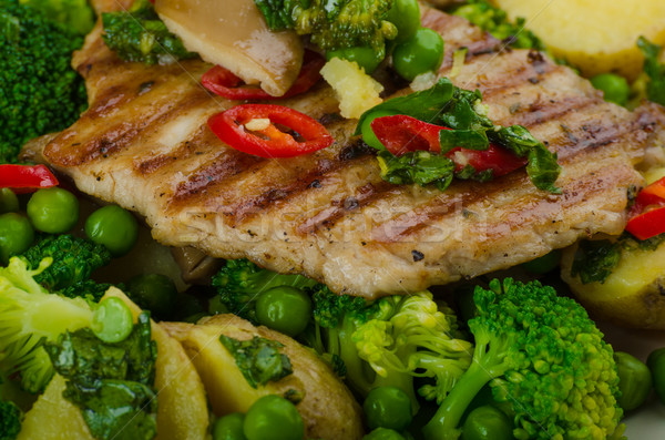 Gezonde varkensvlees super broccoli erwten Stockfoto © Peteer