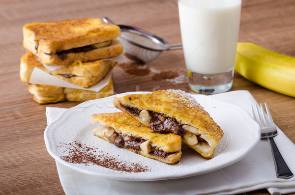 French toast stuffed with chocolate and banana Stock photo © Peteer