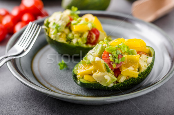 Gevuld avocado plantaardige bio gezonde recept Stockfoto © Peteer
