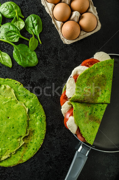 Stock photo: Homemade spinach crepes