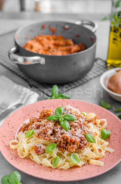 Pasta bolognese delish food Stock photo © Peteer