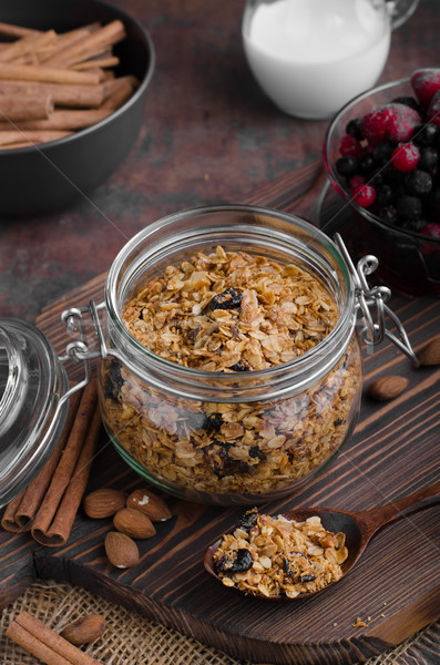 Sült granola bogyók egyszerű étel háttér Stock fotó © Peteer