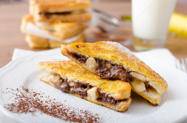 French toast stuffed with chocolate and banana Stock photo © Peteer