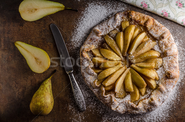 Foto stock: Doce · pereira · torta · rústico · estilo · simples