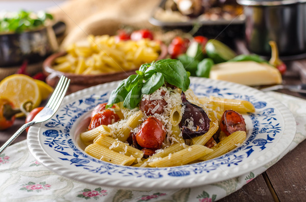 [[stock_photo]]: Pâtes · légumes · simple · délicieux · parmesan