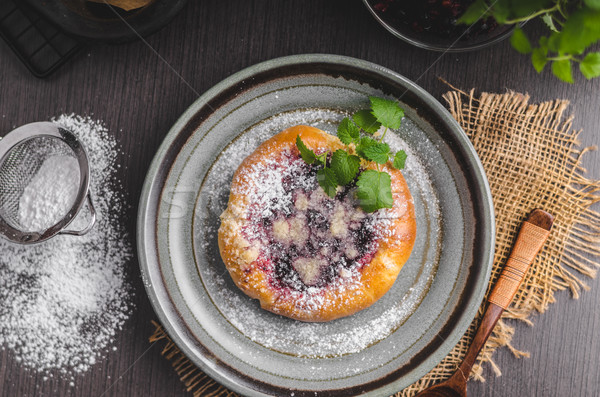 Stock photo: Rustic mini cake with berries and sugar crumble