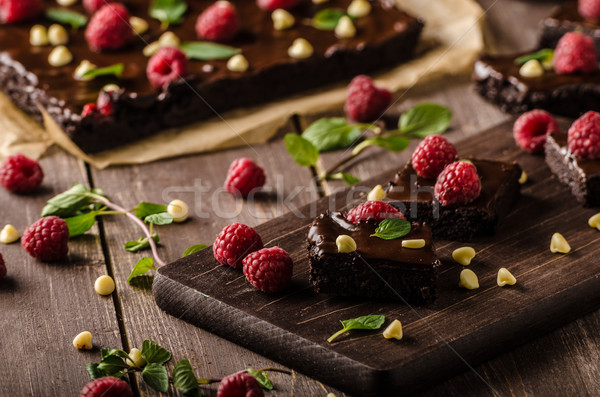 Chocolate brownies with mint Stock photo © Peteer