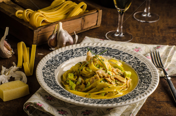 Tagliatelle with chicken curry Stock photo © Peteer