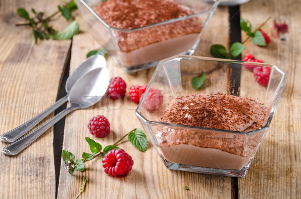 Pudding deser świeże czekolady żywności tle Zdjęcia stock © Peteer