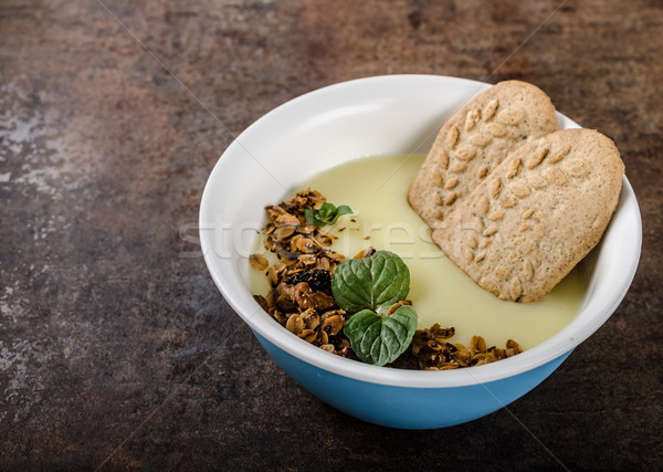 Vanilla pudding with homemade granola Stock photo © Peteer