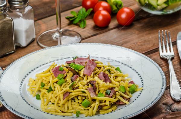 Homemade pasta with roasted Black Forest ham Stock photo © Peteer