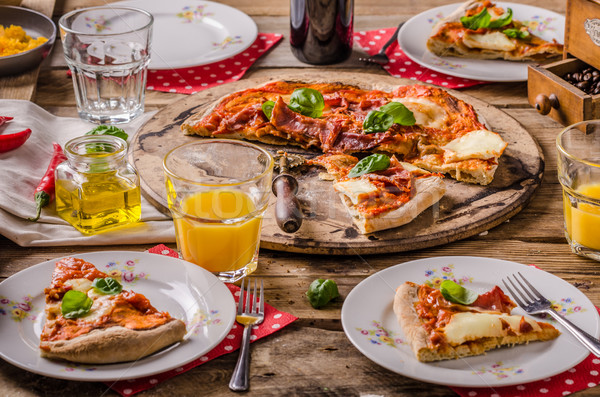 Pizza margherita rustic style Stock photo © Peteer