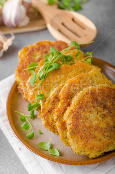 Delicious original schnitzel with potato pancakes Stock photo © Peteer