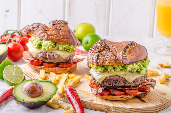 Beef burger with avocado dip Stock photo © Peteer