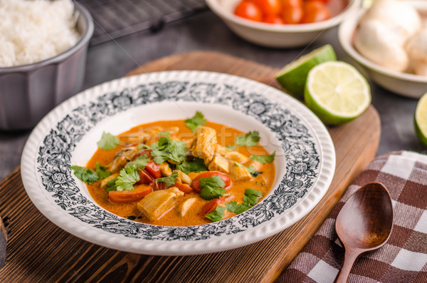 Delicious chicken curry with vegetable Stock photo © Peteer