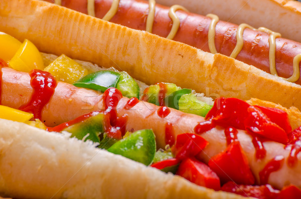 All beef dogs, variantion of hot dogs Stock photo © Peteer