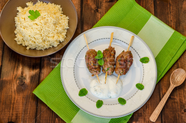 Beef kebab with with couscous Stock photo © Peteer