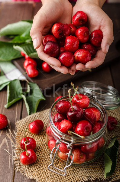 Stock photo: Freshly picked cherries