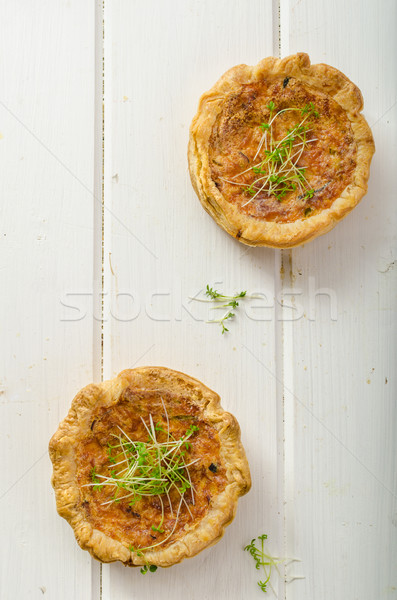 Onion mini quiche with bacon and corn Stock photo © Peteer