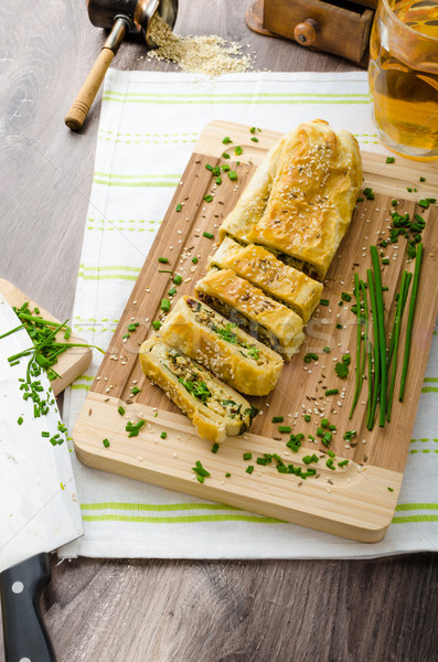 Strudel with spinach, blue cheese and garlic Stock photo © Peteer